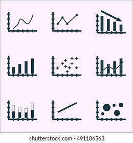 Set Of Graphs, Diagrams And Statistics Icons. Premium Quality Symbol Collection. Icons Can Be Used For Web, App And UI Design. Vector Illustration, EPS10.