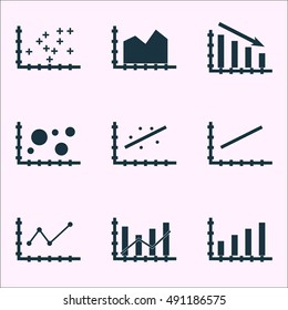 Set Of Graphs, Diagrams And Statistics Icons. Premium Quality Symbol Collection. Icons Can Be Used For Web, App And UI Design. Vector Illustration, EPS10.