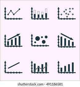 Set Of Graphs, Diagrams And Statistics Icons. Premium Quality Symbol Collection. Icons Can Be Used For Web, App And UI Design. Vector Illustration, EPS10.