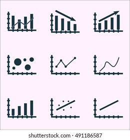 Set Of Graphs, Diagrams And Statistics Icons. Premium Quality Symbol Collection. Icons Can Be Used For Web, App And UI Design. Vector Illustration, EPS10.