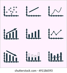 Set Of Graphs, Diagrams And Statistics Icons. Premium Quality Symbol Collection. Icons Can Be Used For Web, App And UI Design. Vector Illustration, EPS10.