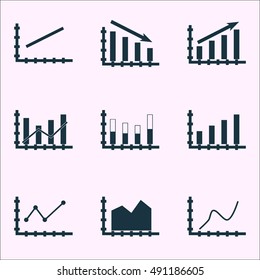 Set Of Graphs, Diagrams And Statistics Icons. Premium Quality Symbol Collection. Icons Can Be Used For Web, App And UI Design. Vector Illustration, EPS10.