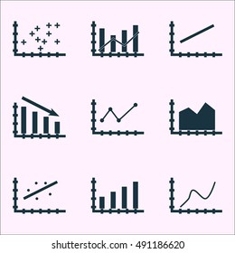 Set Of Graphs, Diagrams And Statistics Icons. Premium Quality Symbol Collection. Icons Can Be Used For Web, App And UI Design. Vector Illustration, EPS10.