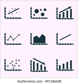 Set Of Graphs, Diagrams And Statistics Icons. Premium Quality Symbol Collection. Icons Can Be Used For Web, App And UI Design. Vector Illustration, EPS10.