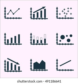 Set Of Graphs, Diagrams And Statistics Icons. Premium Quality Symbol Collection. Icons Can Be Used For Web, App And UI Design. Vector Illustration, EPS10.