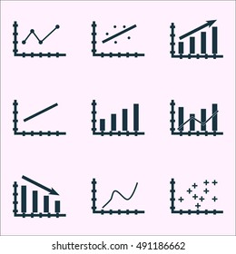 Set Of Graphs, Diagrams And Statistics Icons. Premium Quality Symbol Collection. Icons Can Be Used For Web, App And UI Design. Vector Illustration, EPS10.