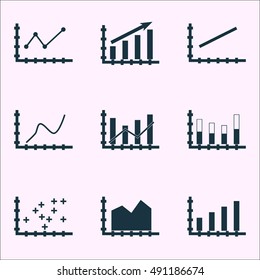 Set Of Graphs, Diagrams And Statistics Icons. Premium Quality Symbol Collection. Icons Can Be Used For Web, App And UI Design. Vector Illustration, EPS10.