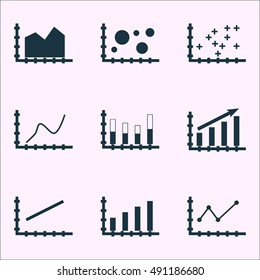 Set Of Graphs, Diagrams And Statistics Icons. Premium Quality Symbol Collection. Icons Can Be Used For Web, App And UI Design. Vector Illustration, EPS10.