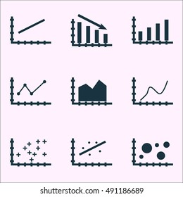 Set Of Graphs, Diagrams And Statistics Icons. Premium Quality Symbol Collection. Icons Can Be Used For Web, App And UI Design. Vector Illustration, EPS10.