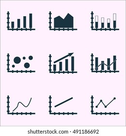 Set Of Graphs, Diagrams And Statistics Icons. Premium Quality Symbol Collection. Icons Can Be Used For Web, App And UI Design. Vector Illustration, EPS10.