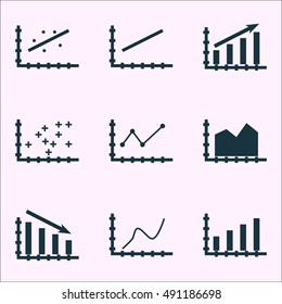 Set Of Graphs, Diagrams And Statistics Icons. Premium Quality Symbol Collection. Icons Can Be Used For Web, App And UI Design. Vector Illustration, EPS10.