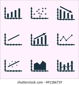Set Of Graphs, Diagrams And Statistics Icons. Premium Quality Symbol Collection. Icons Can Be Used For Web, App And UI Design. Vector Illustration, EPS10.