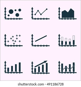 Set Of Graphs, Diagrams And Statistics Icons. Premium Quality Symbol Collection. Icons Can Be Used For Web, App And UI Design. Vector Illustration, EPS10.