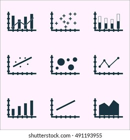 Set Of Graphs, Diagrams And Statistics Icons. Premium Quality Symbol Collection. Icons Can Be Used For Web, App And UI Design. Vector Illustration, EPS10.