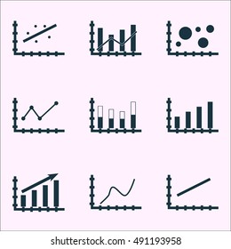 Set Of Graphs, Diagrams And Statistics Icons. Premium Quality Symbol Collection. Icons Can Be Used For Web, App And UI Design. Vector Illustration, EPS10.