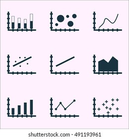 Set Of Graphs, Diagrams And Statistics Icons. Premium Quality Symbol Collection. Icons Can Be Used For Web, App And UI Design. Vector Illustration, EPS10.