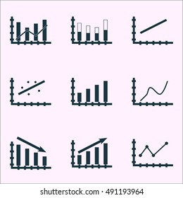 Set Of Graphs, Diagrams And Statistics Icons. Premium Quality Symbol Collection. Icons Can Be Used For Web, App And UI Design. Vector Illustration, EPS10.