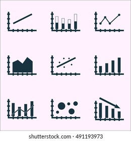 Set Of Graphs, Diagrams And Statistics Icons. Premium Quality Symbol Collection. Icons Can Be Used For Web, App And UI Design. Vector Illustration, EPS10.
