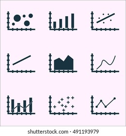 Set Of Graphs, Diagrams And Statistics Icons. Premium Quality Symbol Collection. Icons Can Be Used For Web, App And UI Design. Vector Illustration, EPS10.