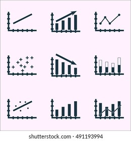 Set Of Graphs, Diagrams And Statistics Icons. Premium Quality Symbol Collection. Icons Can Be Used For Web, App And UI Design. Vector Illustration, EPS10.