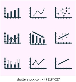 Set Of Graphs, Diagrams And Statistics Icons. Premium Quality Symbol Collection. Icons Can Be Used For Web, App And UI Design. Vector Illustration, EPS10.