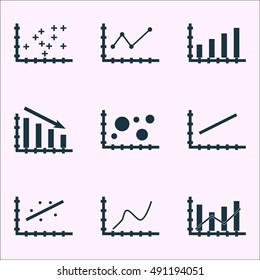 Set Of Graphs, Diagrams And Statistics Icons. Premium Quality Symbol Collection. Icons Can Be Used For Web, App And UI Design. Vector Illustration, EPS10.