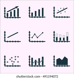 Set Of Graphs, Diagrams And Statistics Icons. Premium Quality Symbol Collection. Icons Can Be Used For Web, App And UI Design. Vector Illustration, EPS10.