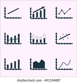 Set Of Graphs, Diagrams And Statistics Icons. Premium Quality Symbol Collection. Icons Can Be Used For Web, App And UI Design. Vector Illustration, EPS10.