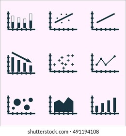 Set Of Graphs, Diagrams And Statistics Icons. Premium Quality Symbol Collection. Icons Can Be Used For Web, App And UI Design. Vector Illustration, EPS10.