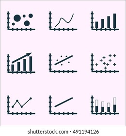 Set Of Graphs, Diagrams And Statistics Icons. Premium Quality Symbol Collection. Icons Can Be Used For Web, App And UI Design. Vector Illustration, EPS10.