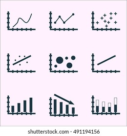 Set Of Graphs, Diagrams And Statistics Icons. Premium Quality Symbol Collection. Icons Can Be Used For Web, App And UI Design. Vector Illustration, EPS10.