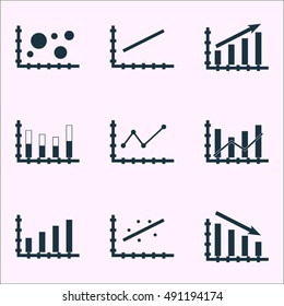 Set Of Graphs, Diagrams And Statistics Icons. Premium Quality Symbol Collection. Icons Can Be Used For Web, App And UI Design. Vector Illustration, EPS10.
