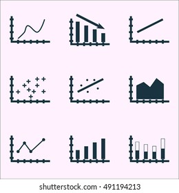 Set Of Graphs, Diagrams And Statistics Icons. Premium Quality Symbol Collection. Icons Can Be Used For Web, App And UI Design. Vector Illustration, EPS10.