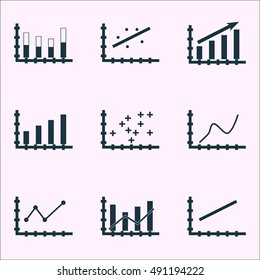 Set Of Graphs, Diagrams And Statistics Icons. Premium Quality Symbol Collection. Icons Can Be Used For Web, App And UI Design. Vector Illustration, EPS10.