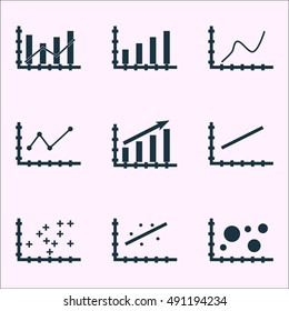 Set Of Graphs, Diagrams And Statistics Icons. Premium Quality Symbol Collection. Icons Can Be Used For Web, App And UI Design. Vector Illustration, EPS10.