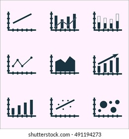 Set Of Graphs, Diagrams And Statistics Icons. Premium Quality Symbol Collection. Icons Can Be Used For Web, App And UI Design. Vector Illustration, EPS10.