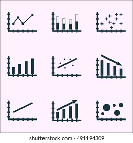 Set Of Graphs, Diagrams And Statistics Icons. Premium Quality Symbol Collection. Icons Can Be Used For Web, App And UI Design. Vector Illustration, EPS10.