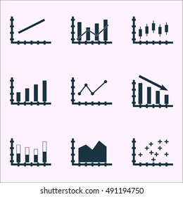 Set Of Graphs, Diagrams And Statistics Icons. Premium Quality Symbol Collection. Icons Can Be Used For Web, App And UI Design. Vector Illustration, EPS10.