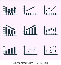 Set Of Graphs, Diagrams And Statistics Icons. Premium Quality Symbol Collection. Icons Can Be Used For Web, App And UI Design. Vector Illustration, EPS10.