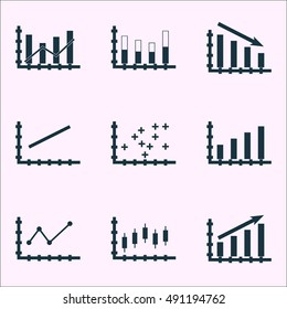 Set Of Graphs, Diagrams And Statistics Icons. Premium Quality Symbol Collection. Icons Can Be Used For Web, App And UI Design. Vector Illustration, EPS10.