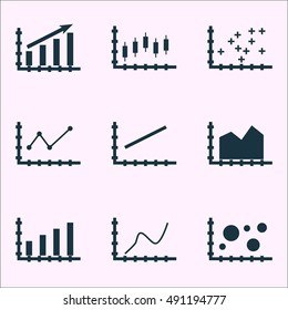 Set Of Graphs, Diagrams And Statistics Icons. Premium Quality Symbol Collection. Icons Can Be Used For Web, App And UI Design. Vector Illustration, EPS10.