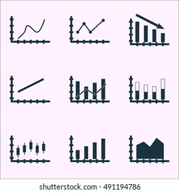 Set Of Graphs, Diagrams And Statistics Icons. Premium Quality Symbol Collection. Icons Can Be Used For Web, App And UI Design. Vector Illustration, EPS10.