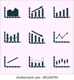 Set Of Graphs, Diagrams And Statistics Icons. Premium Quality Symbol Collection. Icons Can Be Used For Web, App And UI Design. Vector Illustration, EPS10.