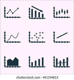 Set Of Graphs, Diagrams And Statistics Icons. Premium Quality Symbol Collection. Icons Can Be Used For Web, App And UI Design. Vector Illustration, EPS10.
