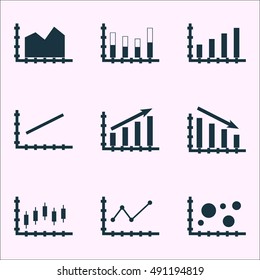 Set Of Graphs, Diagrams And Statistics Icons. Premium Quality Symbol Collection. Icons Can Be Used For Web, App And UI Design. Vector Illustration, EPS10.