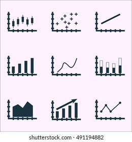 Set Of Graphs, Diagrams And Statistics Icons. Premium Quality Symbol Collection. Icons Can Be Used For Web, App And UI Design. Vector Illustration, EPS10.