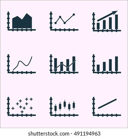 Set Of Graphs, Diagrams And Statistics Icons. Premium Quality Symbol Collection. Icons Can Be Used For Web, App And UI Design. Vector Illustration, EPS10.