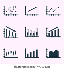 Set Of Graphs, Diagrams And Statistics Icons. Premium Quality Symbol Collection. Icons Can Be Used For Web, App And UI Design. Vector Illustration, EPS10.