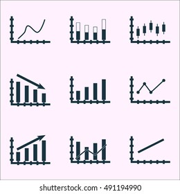 Set Of Graphs, Diagrams And Statistics Icons. Premium Quality Symbol Collection. Icons Can Be Used For Web, App And UI Design. Vector Illustration, EPS10.