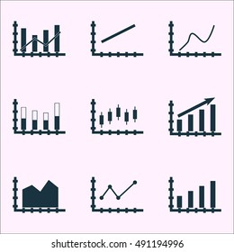 Set Of Graphs, Diagrams And Statistics Icons. Premium Quality Symbol Collection. Icons Can Be Used For Web, App And UI Design. Vector Illustration, EPS10.